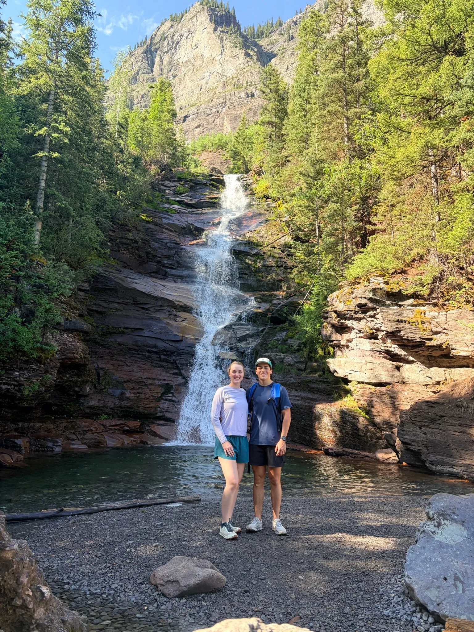 The two of us below the falls and its pool
